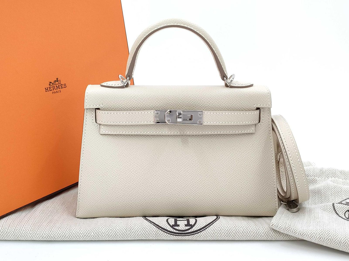 Hermès Kelly Sellier 20 HSS - Craie Griss Perle Epsom Leather - Palladium Hardware - K20CGPEPHW
