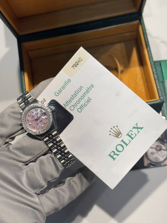 Rolex Datejust - 31 MM - Steel - Diamond Bezel - Pink Mother of Pearl Diamond Dial - 69174 PMoPD