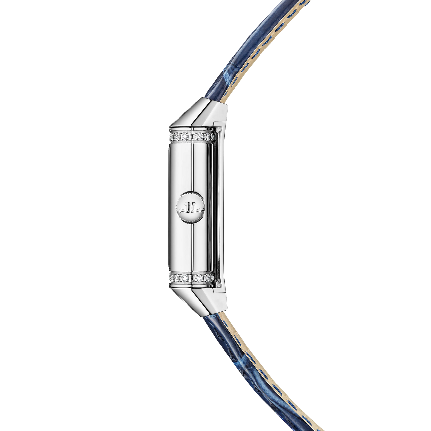 JLC - Reverso Classic Duetto - 34.2 MM x 21 MM - Stainless Steel - Silver/Blue Dial - Diamond-Set Case - Blue Leather Strap - Q2668423