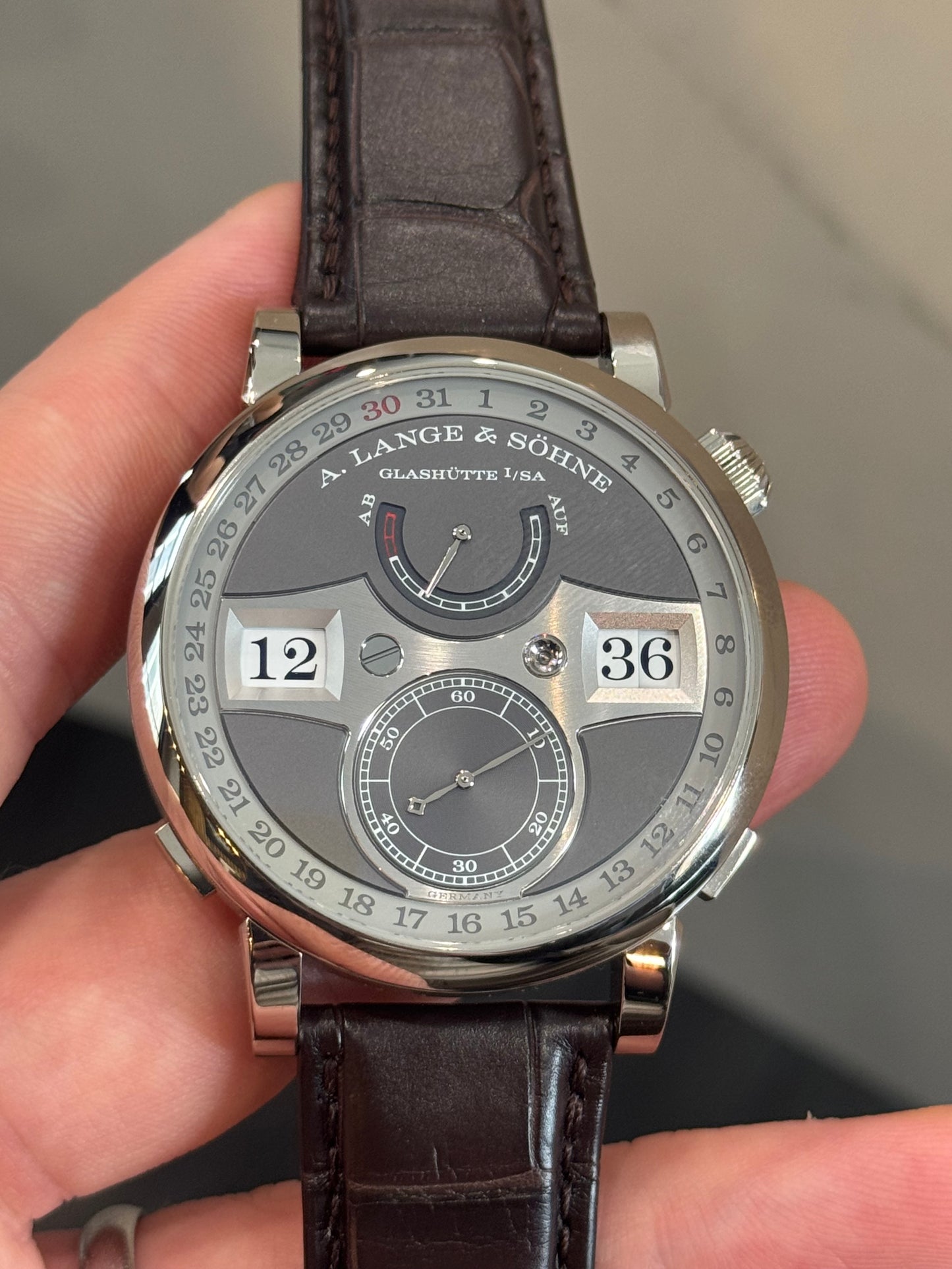 A.Lange & Söhne Zeitwerk - 44.2 MM - White Gold - Grey Dial - 148.038