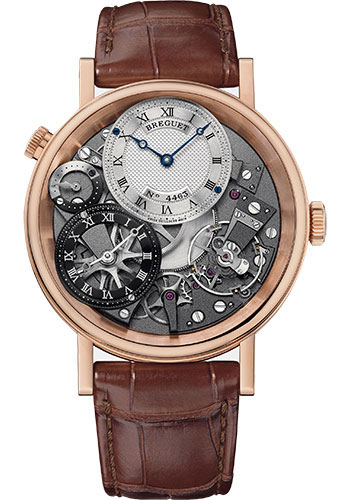 Breguet Tradition Rose Gold 40 MM - Brown Leather Strap - Silver & Grey Dial - 7067BR/G1/9W6