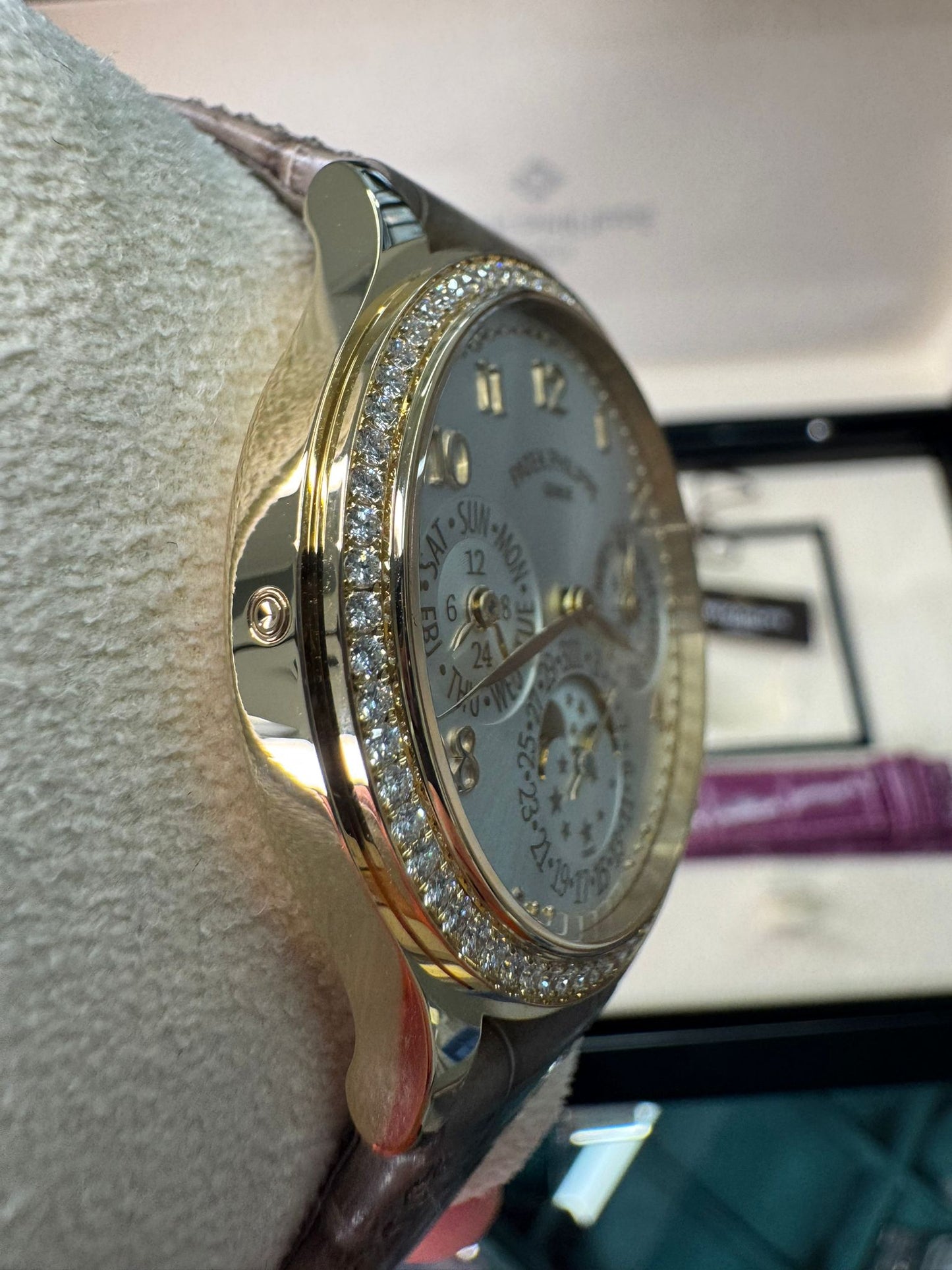 Patek Philippe Grand Complications - 35 MM - Rose Gold - Silver Dial - Alligator Leather Strap - 7140R-001