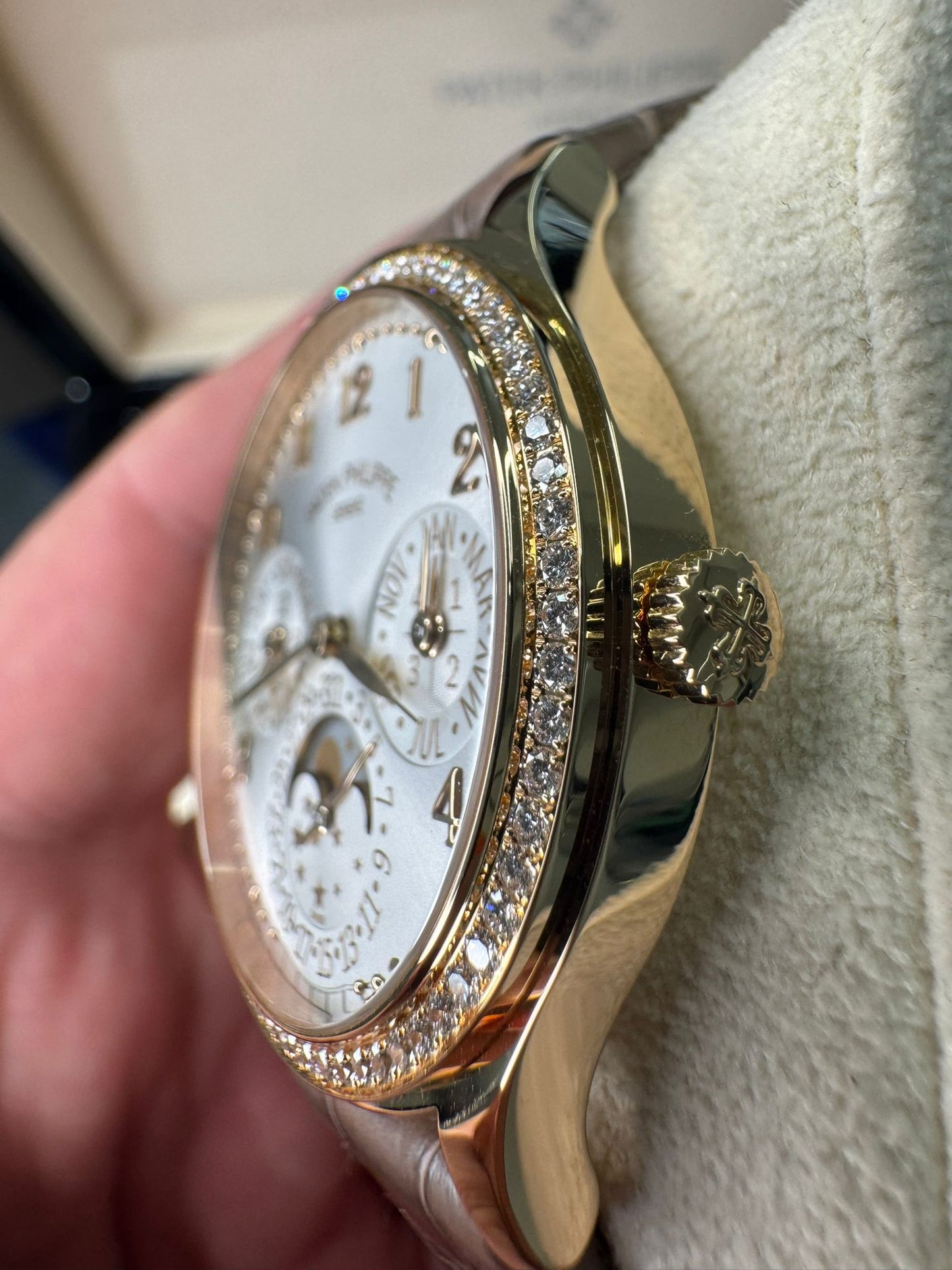 Patek Philippe Grand Complications - 35 MM - Rose Gold - Silver Dial - Alligator Leather Strap - 7140R-001