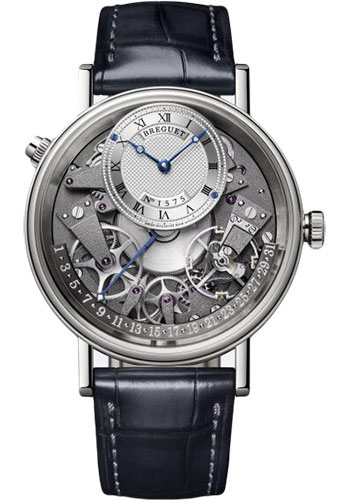 Breguet Tradition Quantième Rétrograde White Gold 40 MM - Black Leather Strap - Silver Dial - 7597BB/G1/9WU