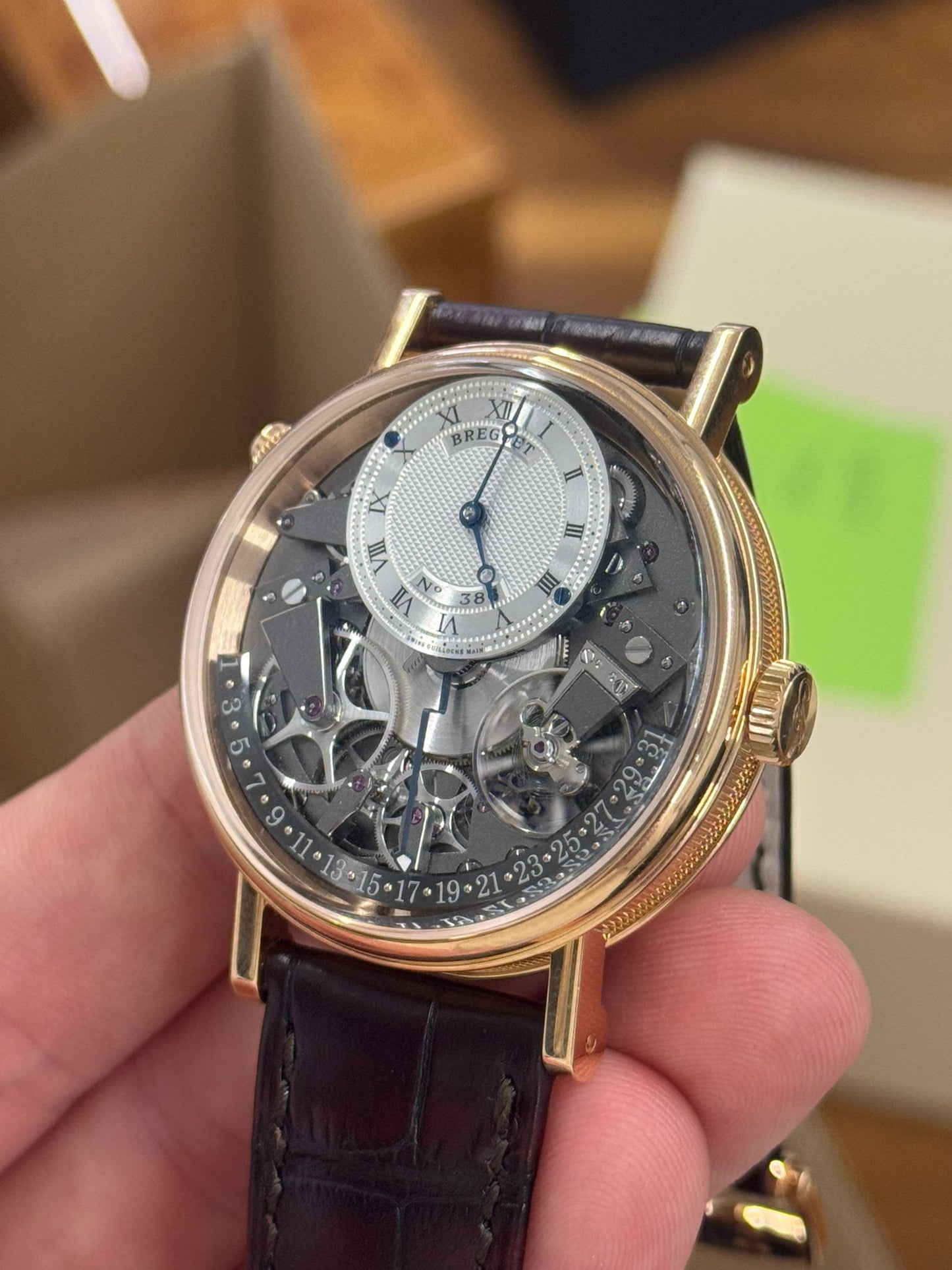 Breguet Tradition; Quantième Rétrograde Rose Gold 40 MM - Brown Leather Strap - Silver Dial - 7597BR/G1/9WU