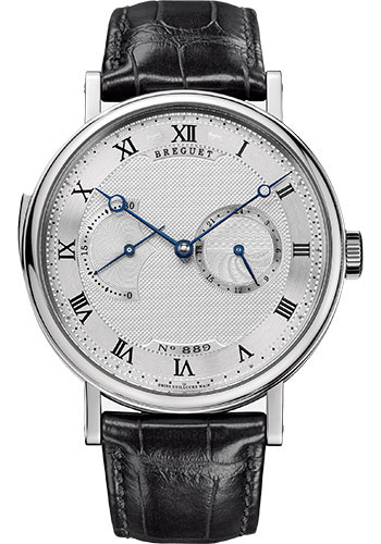 Breguet Classique White Gold 42 MM - Black Leather Strap - Silvered Gold Dial - 7637BB/12/9ZU