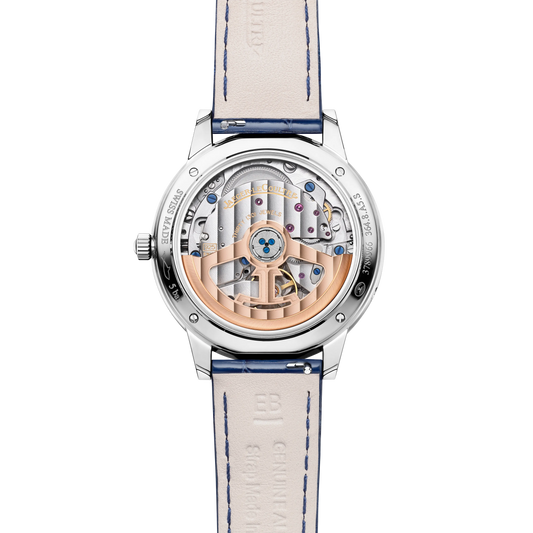 JLC - Rendez-Vous Classic Moon - 34 MM - Stainless Steel - Silvered-Gray Guilloché Diamond Dial - Diamond-Set Bezel - Blue Leather Strap - Q3578431