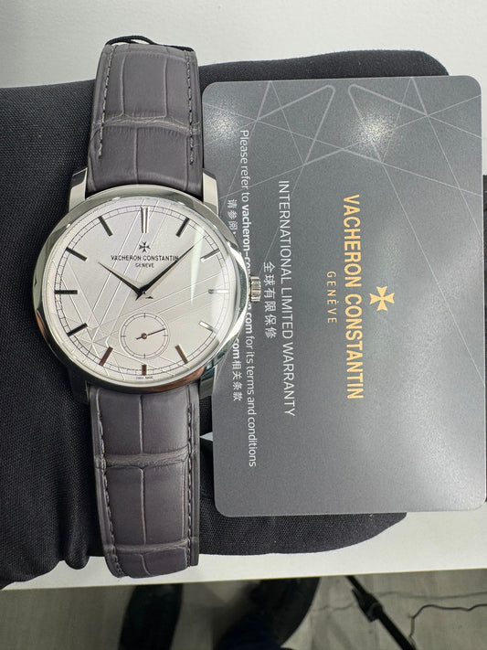Vacheron Constantin Traditionnelle Platinum 38 MM - Black Leather Strap - Silver Dial - 82172/000P-H062