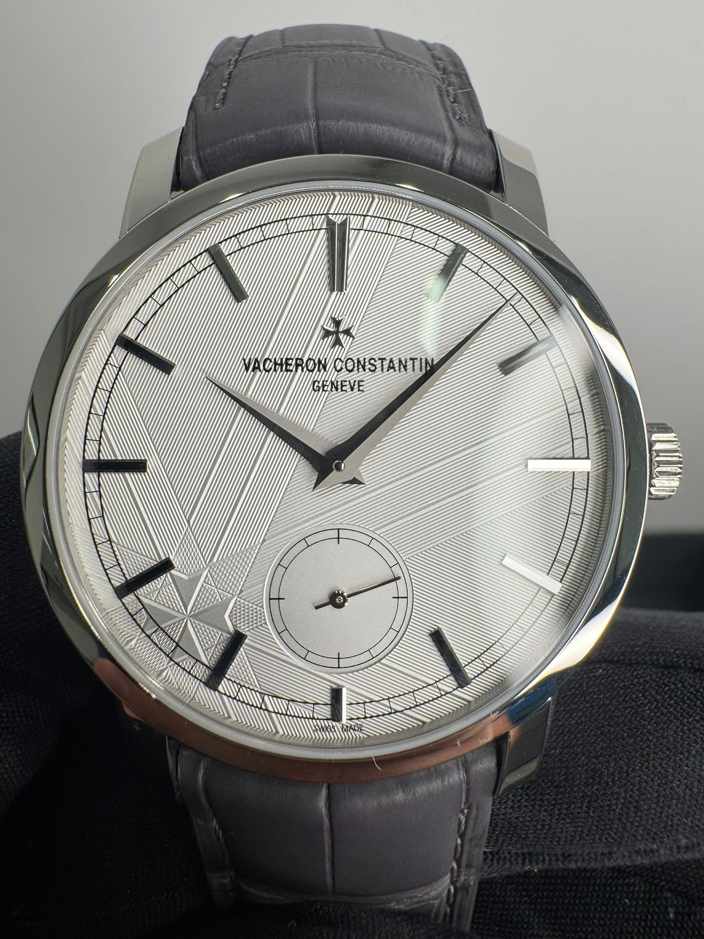 Vacheron Constantin Traditionnelle Platinum 38 MM - Black Leather Strap - Silver Dial - 82172/000P-H062