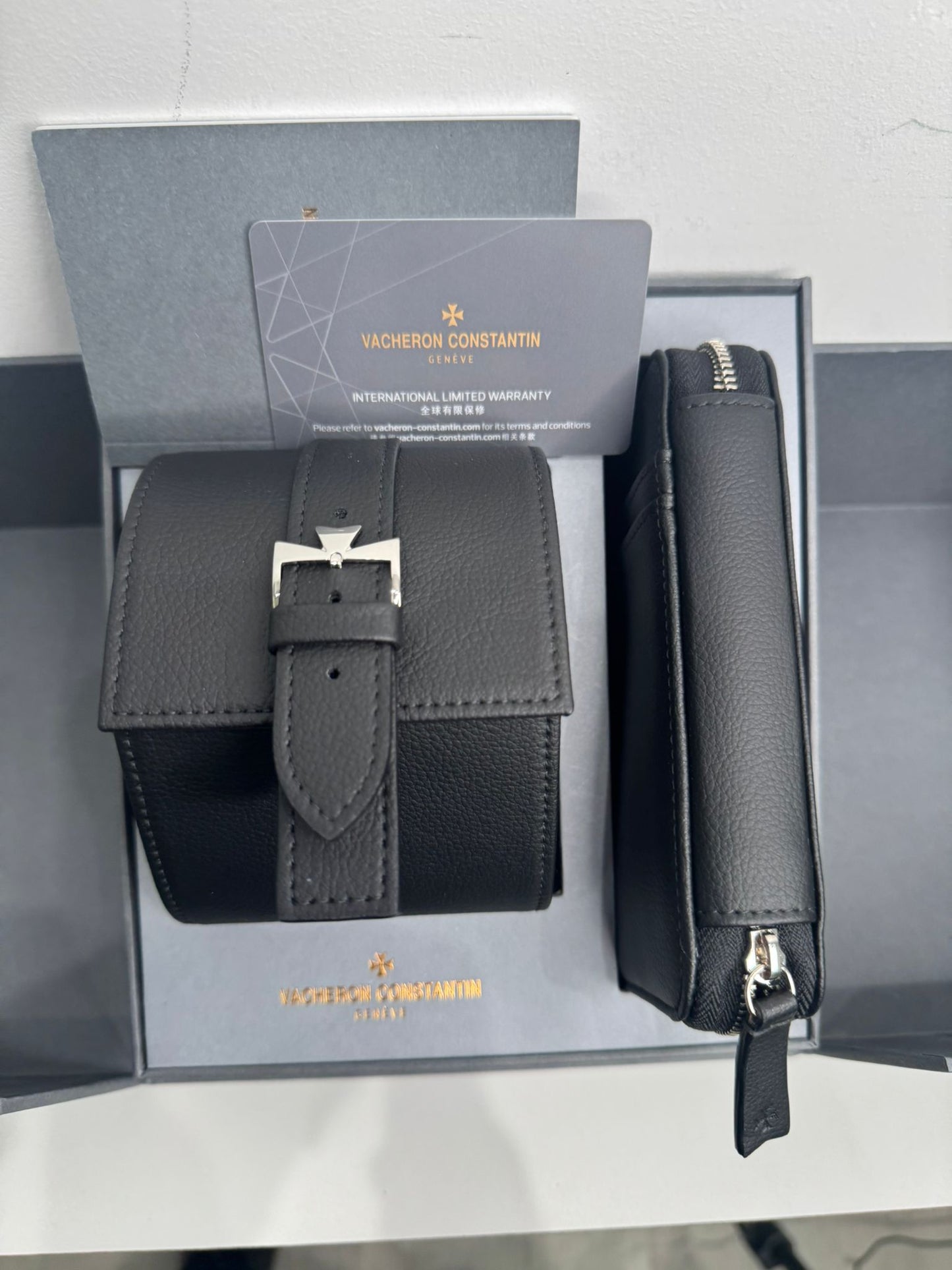Vacheron Constantin Traditionnelle Platinum 38 MM - Black Leather Strap - Silver Dial - 82172/000P-H062