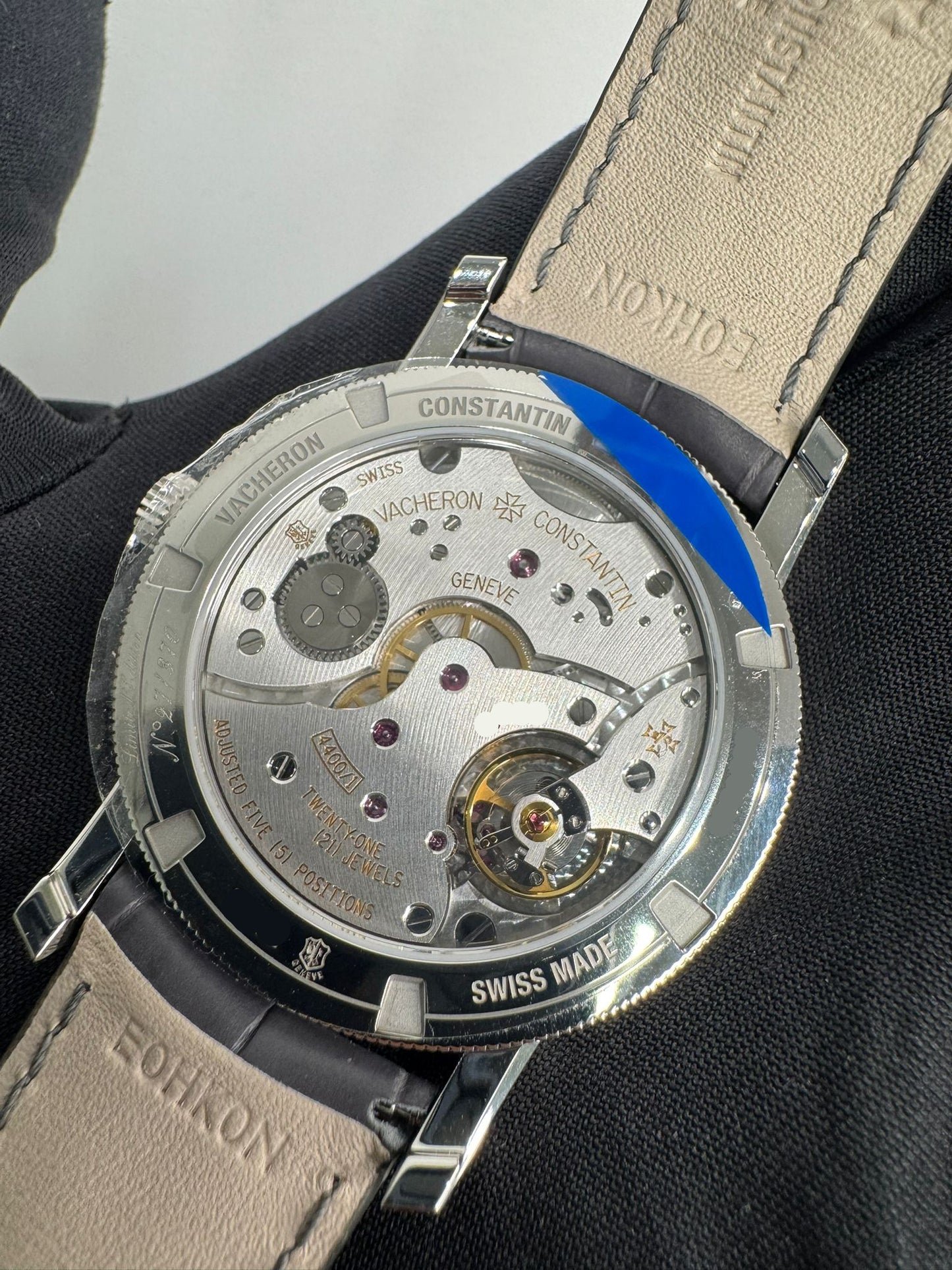 Vacheron Constantin Traditionnelle Platinum 38 MM - Black Leather Strap - Silver Dial - 82172/000P-H062