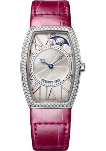 Breguet Héritage White Gold 25 MM - Pink Leather Strap - Diamond Bezel - Silver Dial - 8861BB/15/986/D000