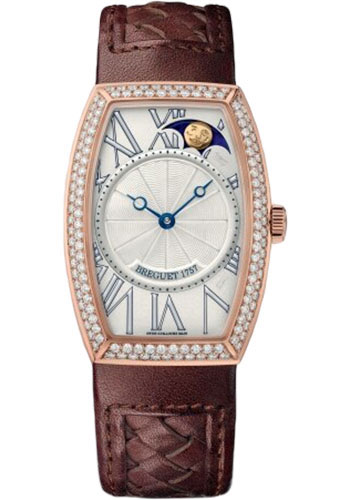 Breguet Héritage Rose Gold 25 MM - Brown Leather Strap - Diamond Bezel - Silver Dial - 8861BR/11/386/D000