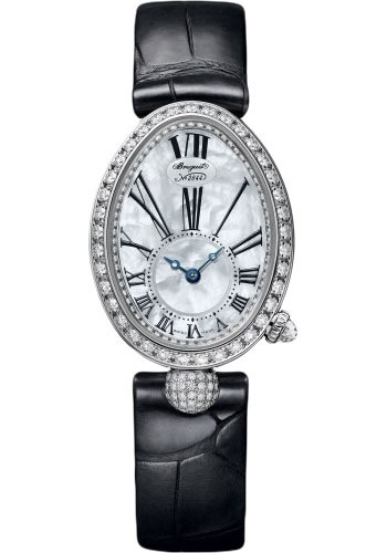 Breguet Reine de Naples White Gold 24.95 MM - Black Leather Strap - Diamond Bezel - Mother-Of-Pearl Dial - 8928BB/51/944/DD0D3L