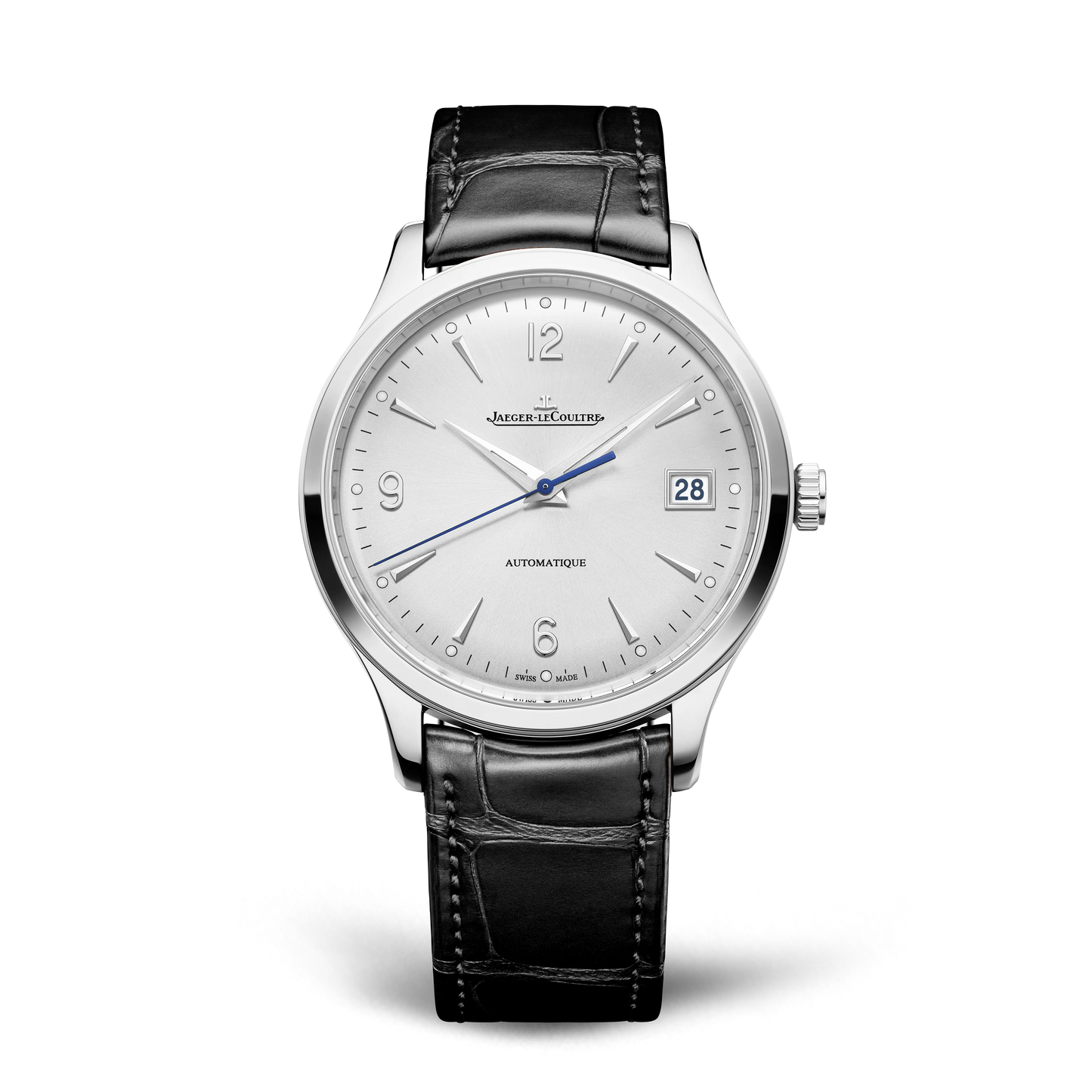 JLC - Master Control Date - 40 MM - Stainless Steel - Silvered-Gray Dial - Brown Leather Strap - Q4018421
