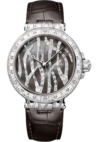 Breguet Marine Haute Joaillerie Diamond Poseidonia White Gold 35.8mm MM - Black Leather Strap - Diamond Bezel - Black Mother-Of-Pearl Dial - 9509BB/TD/984/DD0D