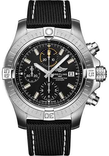 Breitling Avenger Stainless Steel 45 MM - Anthracite Calfskin Strap - Black Dial - A13317101B1X1