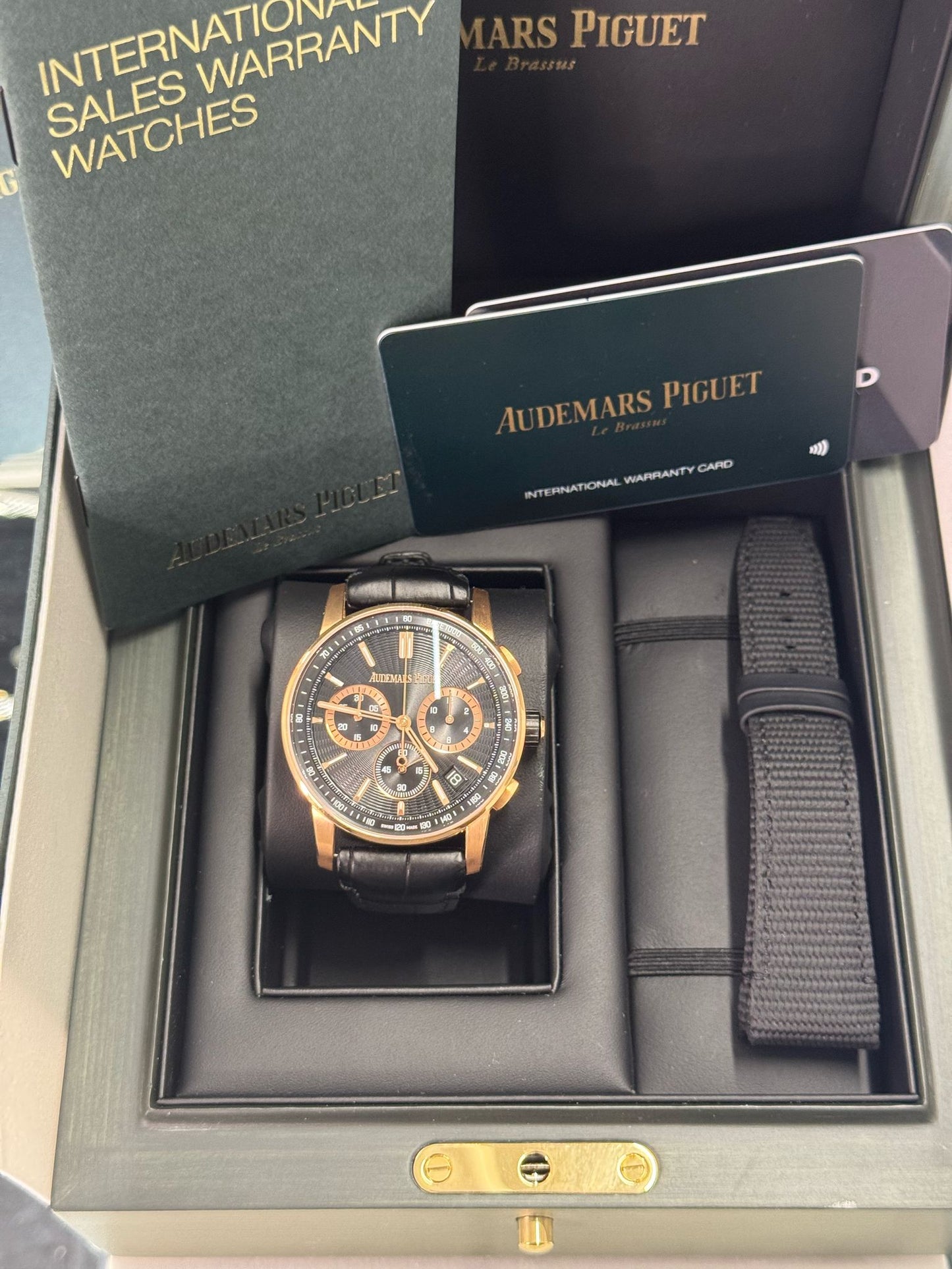 Audemars Piguet Code 11.59 Selfwinding Chronograph Pink Gold 41 MM - Black Rubber Coated Strap - Black Dial - 26393NR.OO.A002KB.02