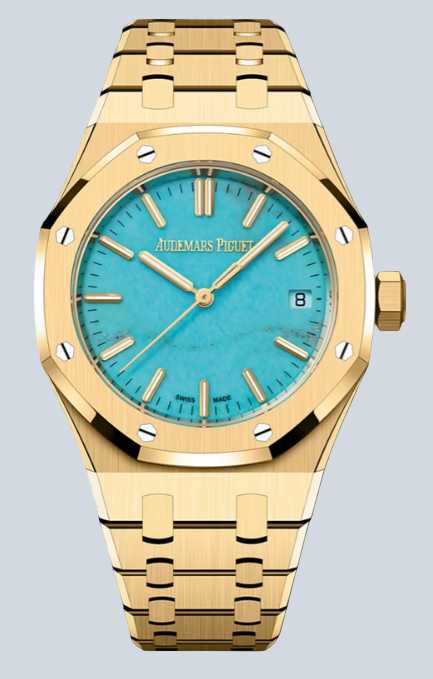 Audemars Piguet - Royal Oak - 37 MM - Yellow Gold - Limited Edition - Turquoise Dial - 15550BA.OO.1356BA.01