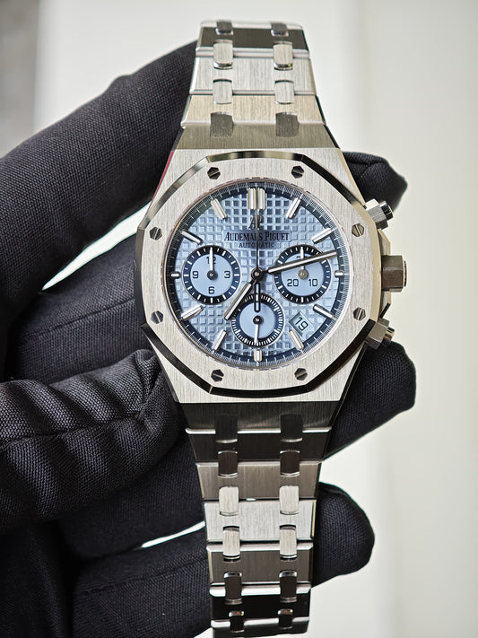 Audemars Piguet Royal Oak Cronograph Limited Edition - 38 MM - White Gold - Light Blue Dial - 26317BC.OO.1256BC.01