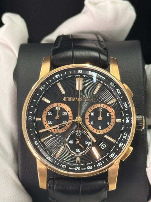 Audemars Piguet Code 11.59 Selfwinding Chronograph Pink Gold 41 MM - Black Rubber Coated Strap - Black Dial - 26393NR.OO.A002KB.02