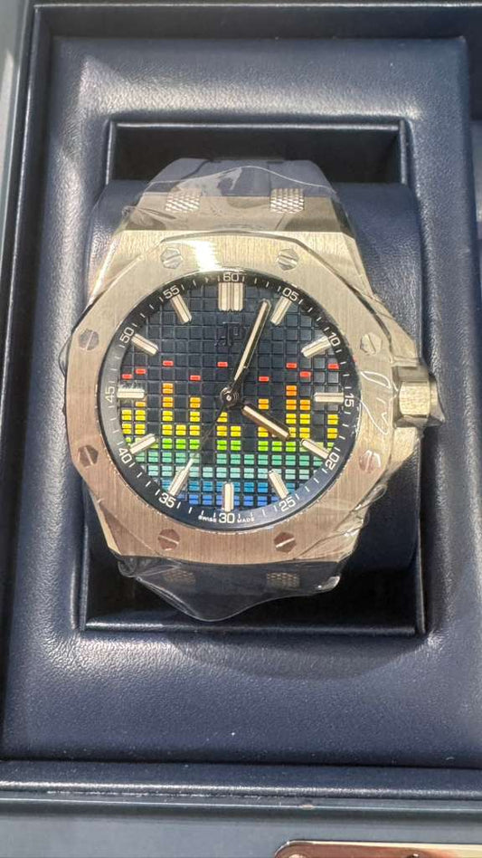 Audemars Piguet Royal Oak Offshore Titanium Selfwinding Music Edition 43 MM - Blue Rubber Strap - Blue Dial - 15600TI.OO.A343CA.01