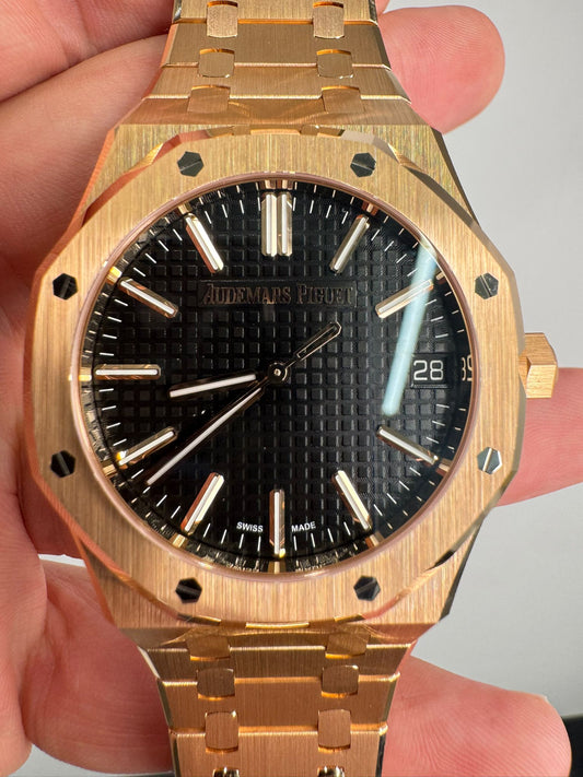 Audemars Piguet Royal Oak Pink Gold Selfwinding 41 MM - Pink Gold Bracelet - Black Dial - 15510OR.OO.1320OR.04