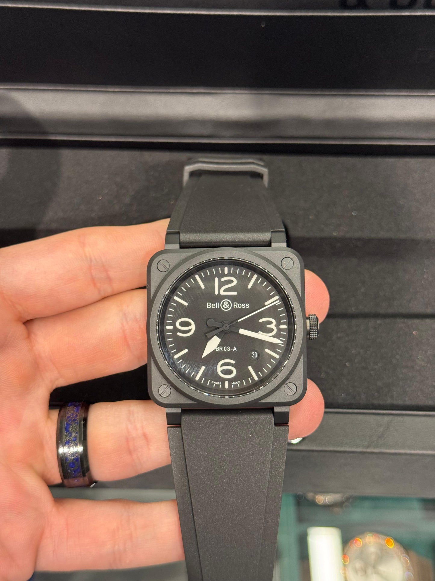Bell & Ross BR 03 Microblasted Black Ceramic 41 MM - Rubber Bracelet - Black Dial - BR03A-BL-CE/SRB