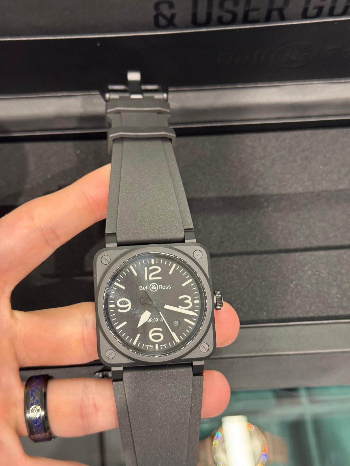 Bell & Ross BR 03 Microblasted Black Ceramic 41 MM - Rubber Bracelet - Black Dial - BR03A-BL-CE/SRB
