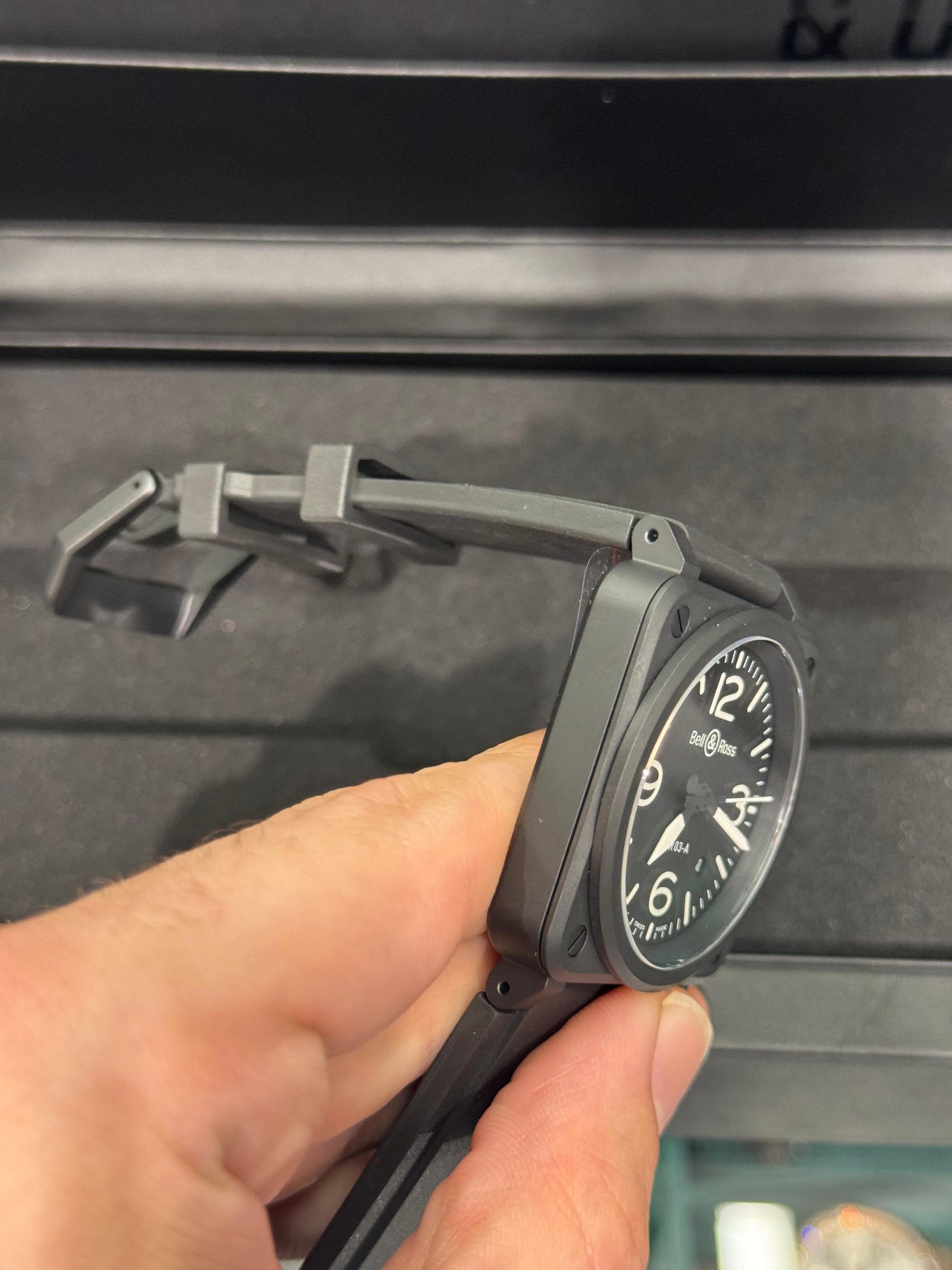 Bell & Ross BR 03 Microblasted Black Ceramic 41 MM - Rubber Bracelet - Black Dial - BR03A-BL-CE/SRB