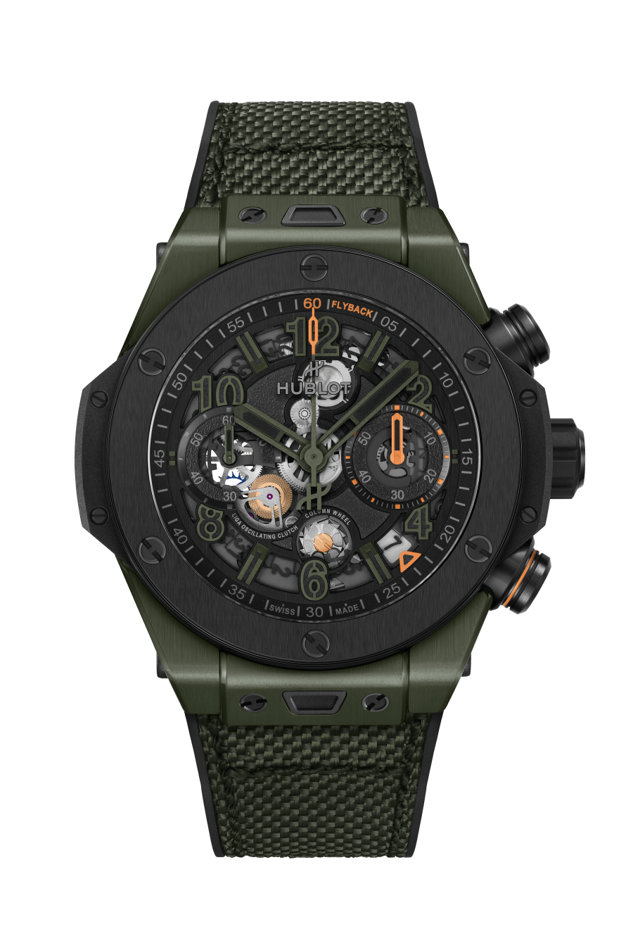 Hublot Big Bang Reloaded Dark Green Ceramic - 44 MM - Black Rubber And Dark Green Fabric Strap - Matte Black Skeleton Dial - 421.GM.1149.NR.RLD