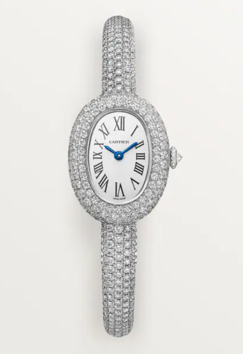 Cartier - Baignoire (Mini model) Size 15 - 18.7 x 24.6 MM - White Gold and Diamond Bracelet and Bezel - Silvered Dial - CRHPI01822
