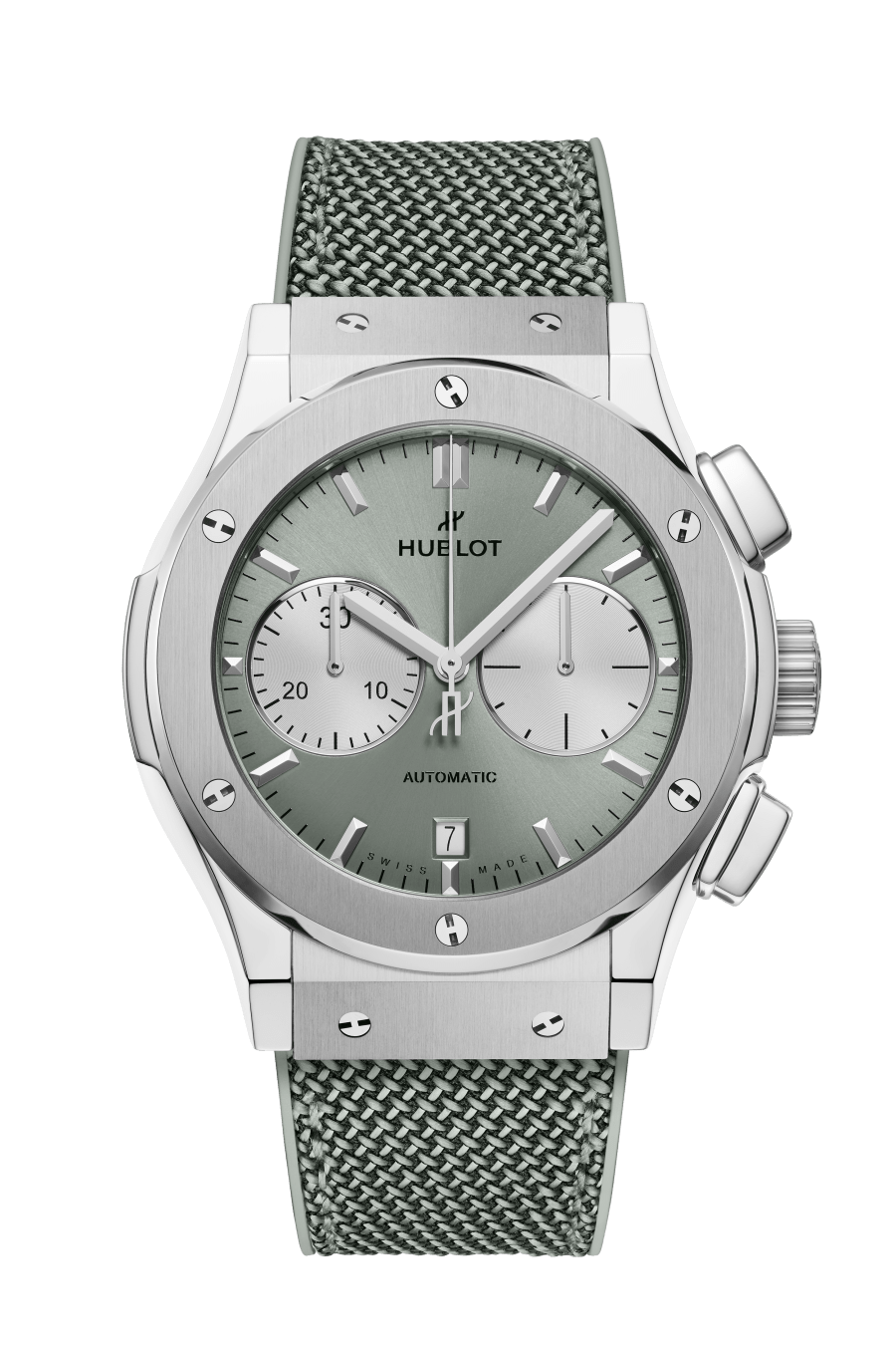 Hublot Classic Fusion Chronograph Sage Green - Titanium - 45 MM - Sage Green Rubber/Fabric Strap - Satin Sage Green Sunray Dial - 521.NX.891G.NR