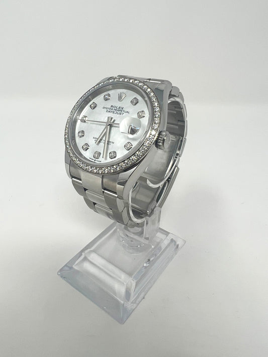 Rolex Stainless Steel And White Gold Datejust - 36 MM - Oyster Bracelet - Diamond Bezel - Mother of Pearl Diamond Dial - 126284RBR mdo
