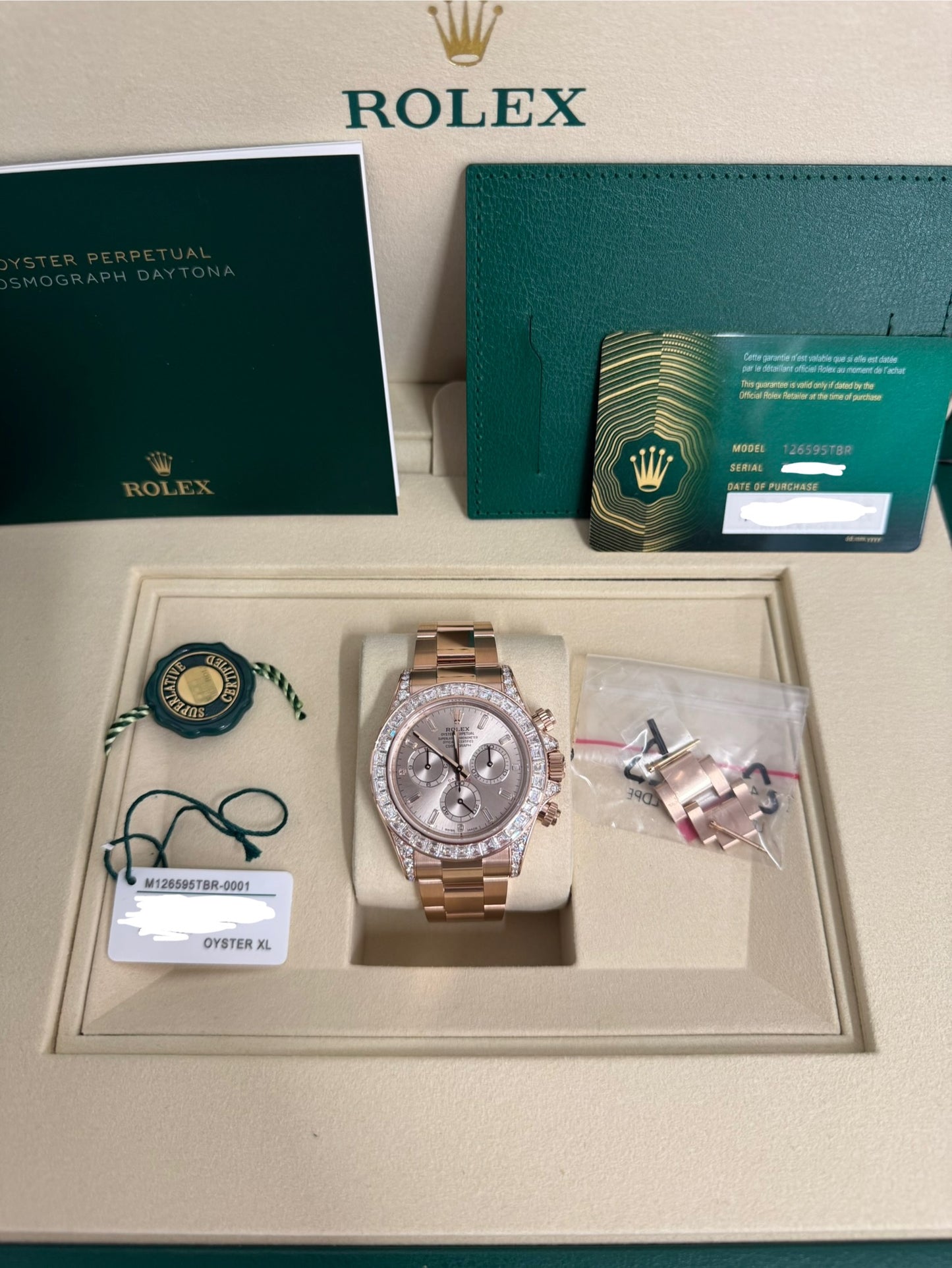 Rolex Cosmograph Daytona Baguette Bezel - 40 MM - Rose Gold - 126595TBR OSd