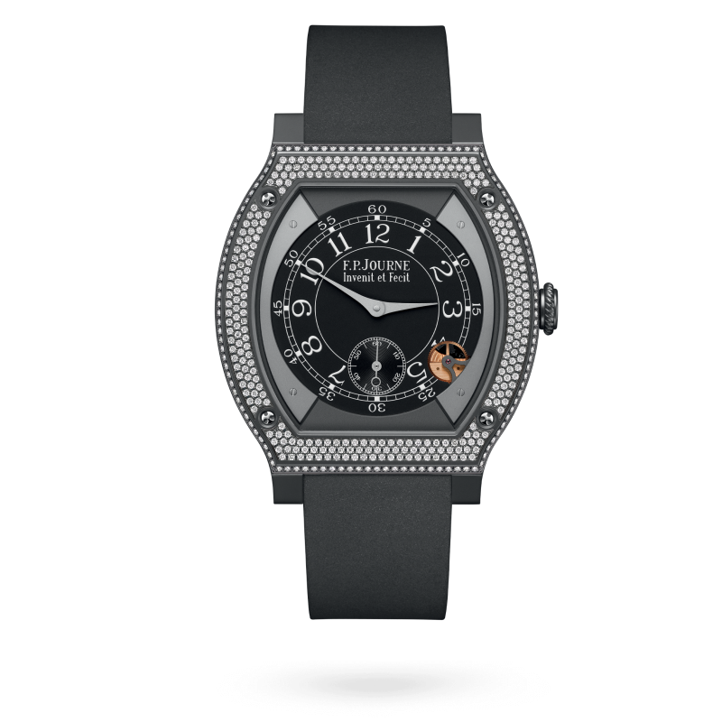 F.P. Journe ÉléganteTitalyt® set with diamonds 48 x 40 MM - Grey Rubber Strap - Diamond Bezel - Black Dial - ÉléganteTitalyt® set with diamonds nyc watcher nyc watches