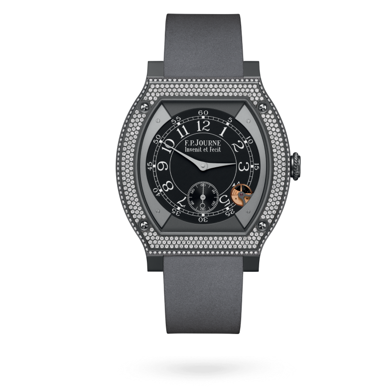 F.P. Journe ÉléganteTitalyt® set with diamonds 48 x 40 MM - Grey Rubber Strap - Diamond Bezel - Black Dial - ÉléganteTitalyt® set with diamonds nyc watcher nyc watches