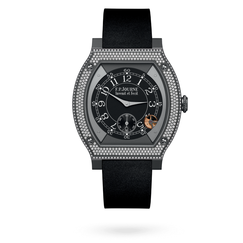F.P. Journe ÉléganteTitalyt® set with diamonds 48 x 40 MM - Black Rubber Strap - Diamond Bezel - Black Dial - ÉléganteTitalyt® set with diamonds nyc watcher nyc watches