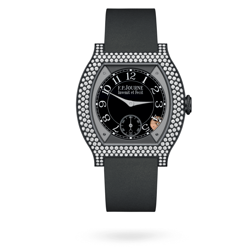 F.P. Journe Elégante Titalyt® 12 rows of diamonds Titanium 40 x 35 MM - Grey Rubber Strap - Diamond Bezel - Black Dial - Titalyt® 12 rows of diamonds nyc watcher nyc watches