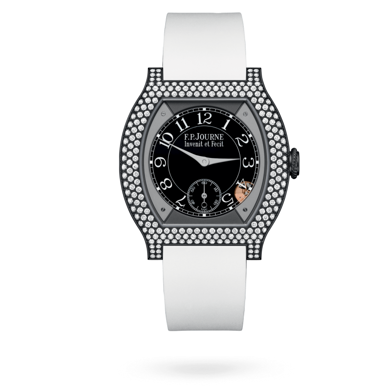 F.P. Journe Elégante Titalyt® 12 rows of diamonds Titanium 40 x 35 MM - White Rubber Strap - Diamond Bezel - Black Dial - Titalyt® 12 rows of diamonds nyc watcher nyc watches