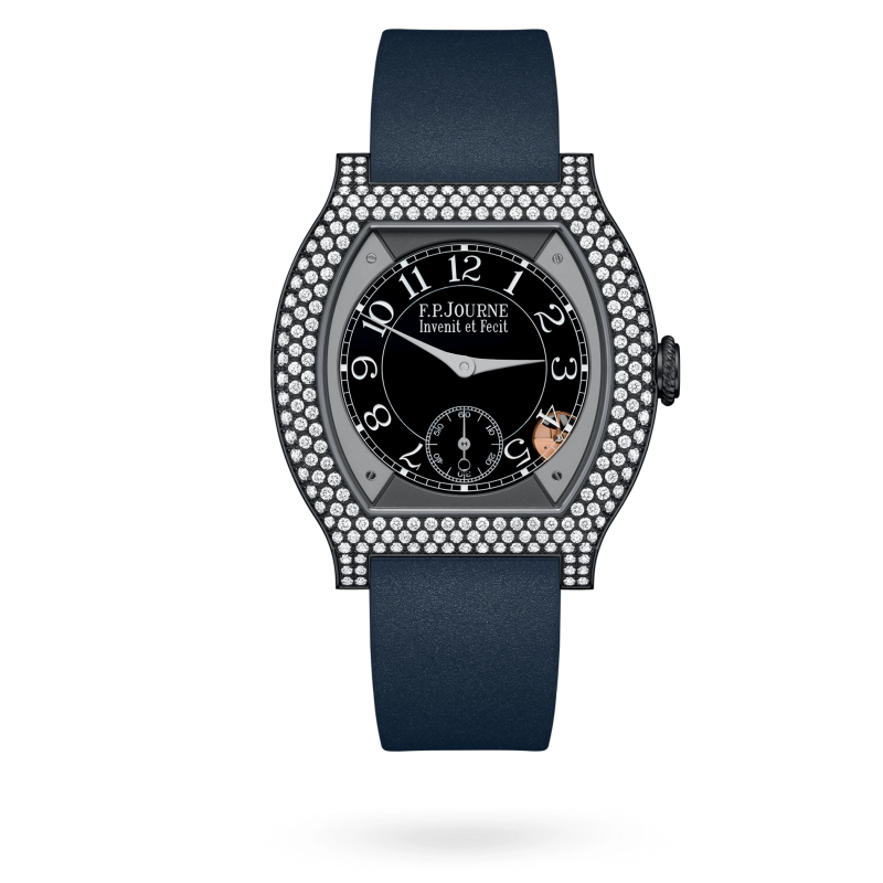F.P. Journe Elégante Titalyt® 12 rows of diamonds Titanium 40 x 35 MM - Blue Rubber Strap - Diamond Bezel - Black Dial - Titalyt® 12 rows of diamonds nyc watcher nyc watches