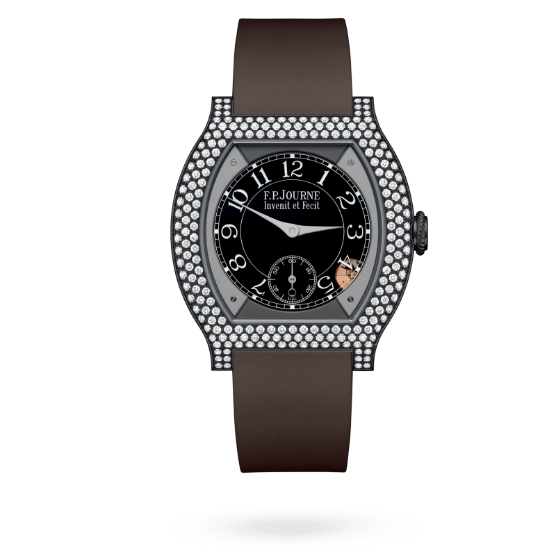 F.P. Journe Elégante Titalyt® 12 rows of diamonds Titanium 40 x 35 MM - Brown Rubber Strap - Diamond Bezel - Black Dial - Titalyt® 12 rows of diamonds nyc watcher nyc watches