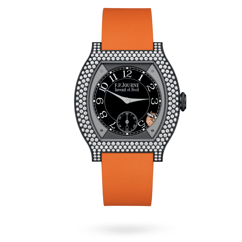 F.P. Journe Elégante Titalyt® 12 rows of diamonds Titanium 40 x 35 MM - Orange Rubber Strap - Diamond Bezel - Black Dial - Titalyt® 12 rows of diamonds nyc watcher nyc watches