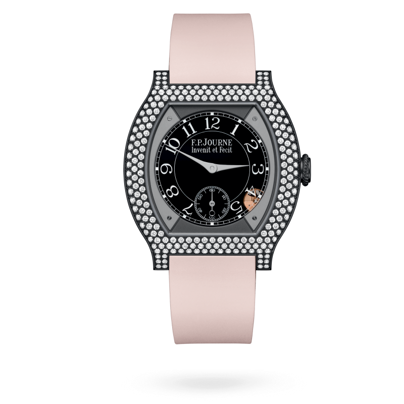 F.P. Journe Elégante Titalyt® 12 rows of diamonds Titanium 40 x 35 MM - Rose Rubber Strap - Diamond Bezel - Black Dial - Titalyt® 12 rows of diamonds nyc watcher nyc watches