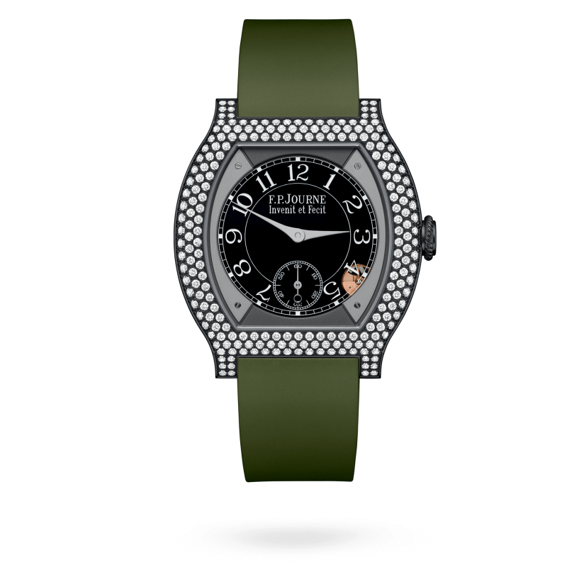 F.P. Journe Elégante Titalyt® 12 rows of diamonds Titanium 40 x 35 MM - Green Rubber Strap - Diamond Bezel - Black Dial - Titalyt® 12 rows of diamonds nyc watcher nyc watches