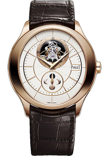 Piaget Gouverneur Tourbillon - Rose Gold 43 MM - Brown Leather Strap - Silvered Dial - G0A37114