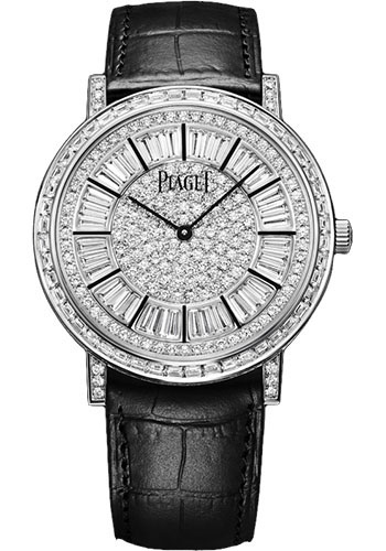 Piaget Altiplano - White Gold 41 MM - Black Leather Strap - Diamond Bezel - Diamond Dial - G0A37128