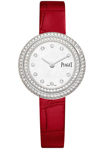 Piaget Possession - White Gold 29 MM - Red Leather Strap - Diamond Bezel - Mother-Of-Pearl Gem-Set Dial - G0A44285