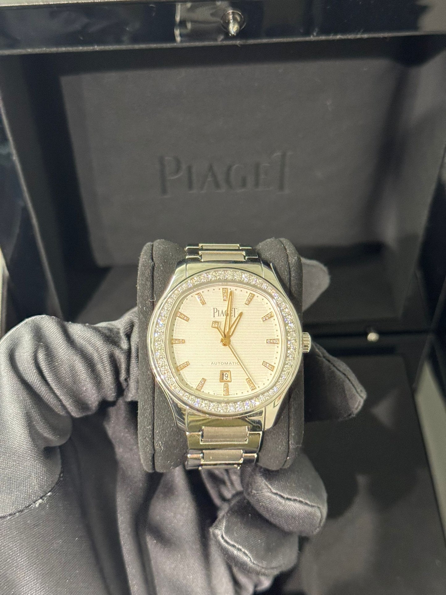 Piaget Polo - Stainless Steel Diamond 36 MM - Stainless Steel Bracelet - White Dial - Diamond Bezel - G0A46019