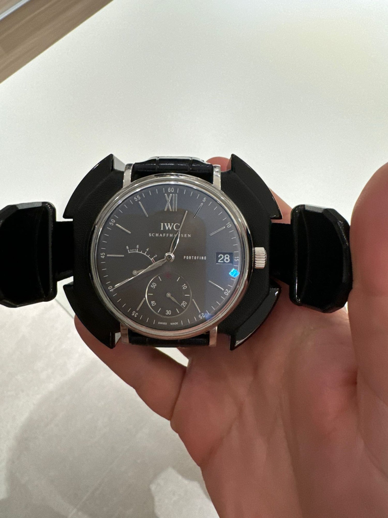 IWC Portofino Hand-Wound Eight Days Watch - 45 mm - Stainless Steel - Slate-Grey Dial - Black Alligator Strap - IW510115